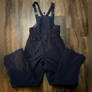 Lands End Snow Bib Black unisex size 14 wind/snow/water resistant warm